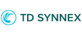 A teal and white logo displays a stylized circular design next to the text "TD SYNNEX" on a transparent background.