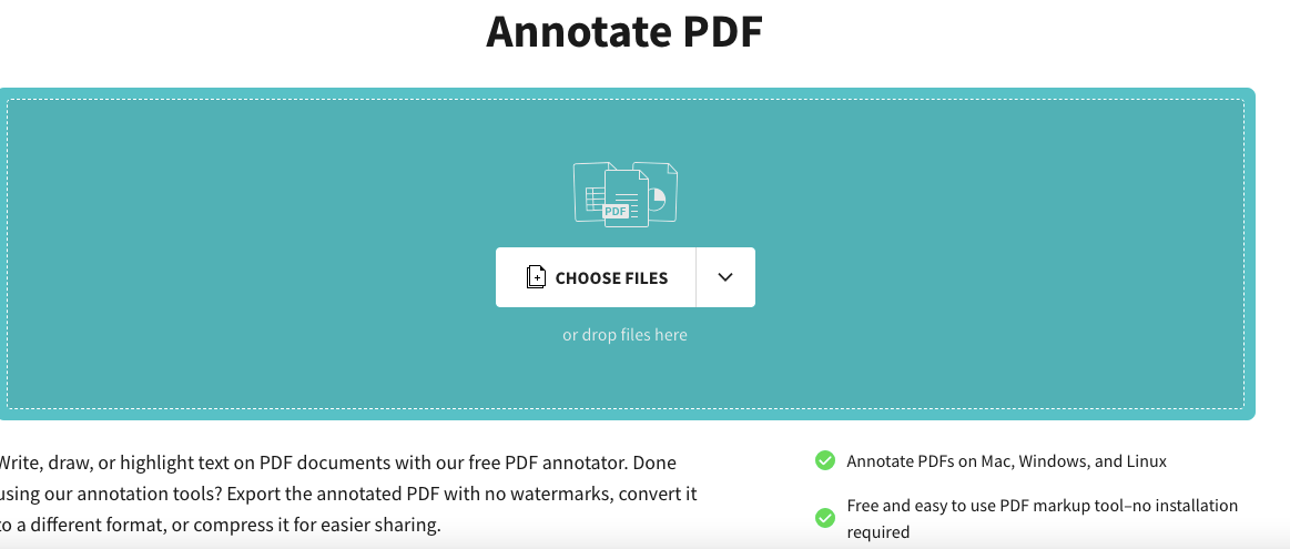 PDF software interface of the Annotate PDF page.