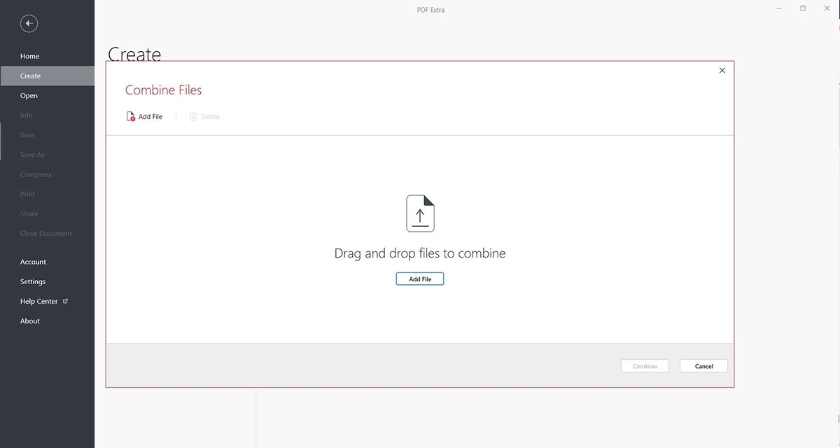 Drag & drop your files onto the PDF combiner interface to load them in.