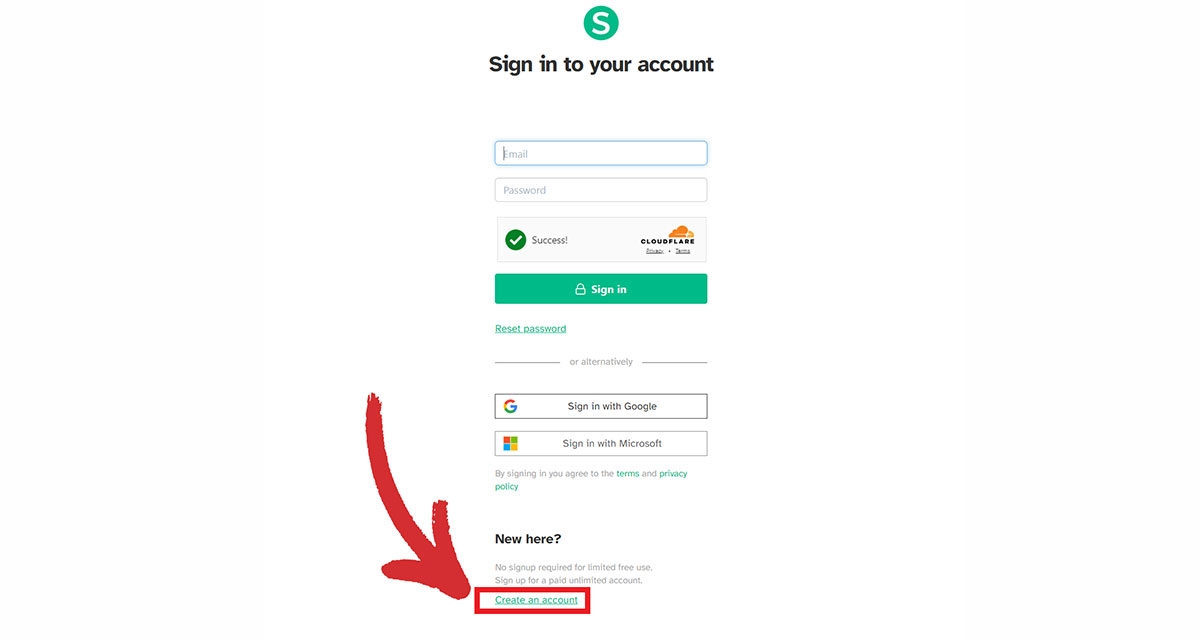 Click n the "Create an account" link to associate your license with your email address.