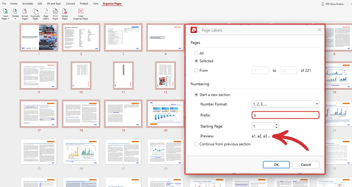 In MobiPDF, you can add custom prefixes to find specific pages even easier.