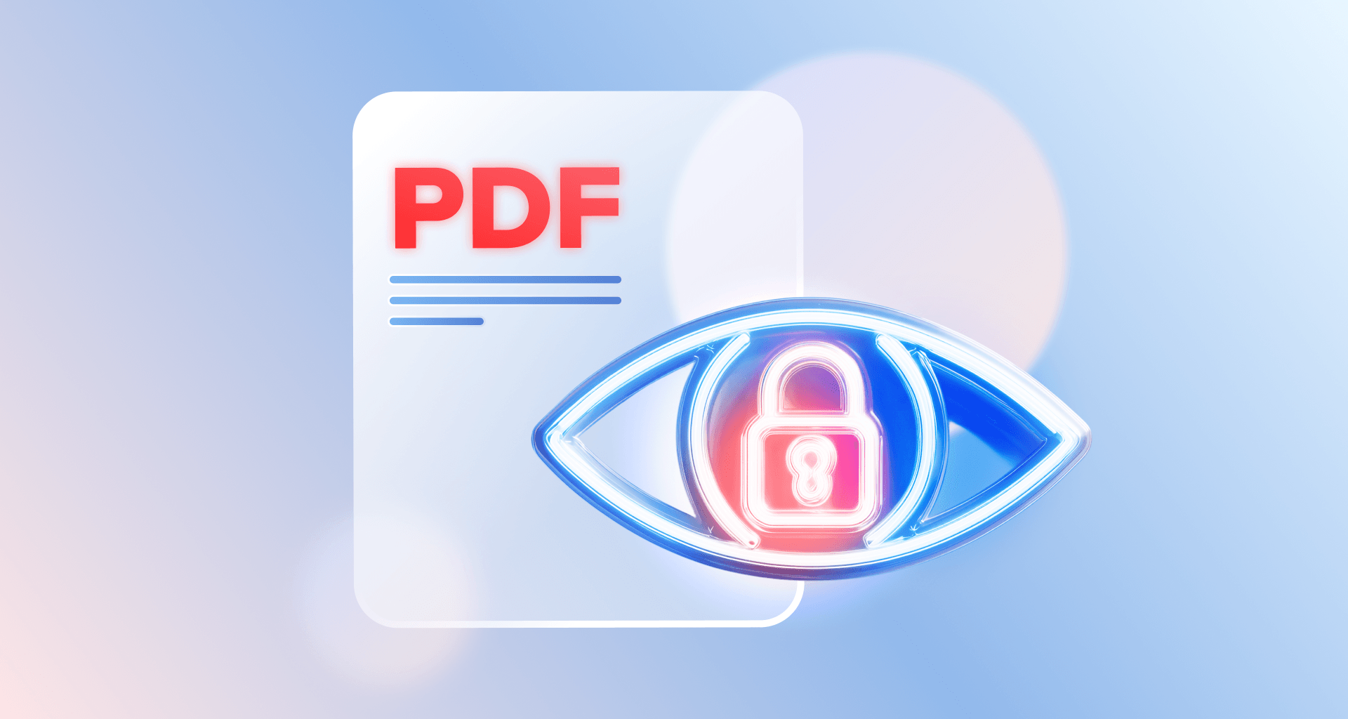 PDF document icon with an eye and padlock symbol, representing read-only or protected PDF access.