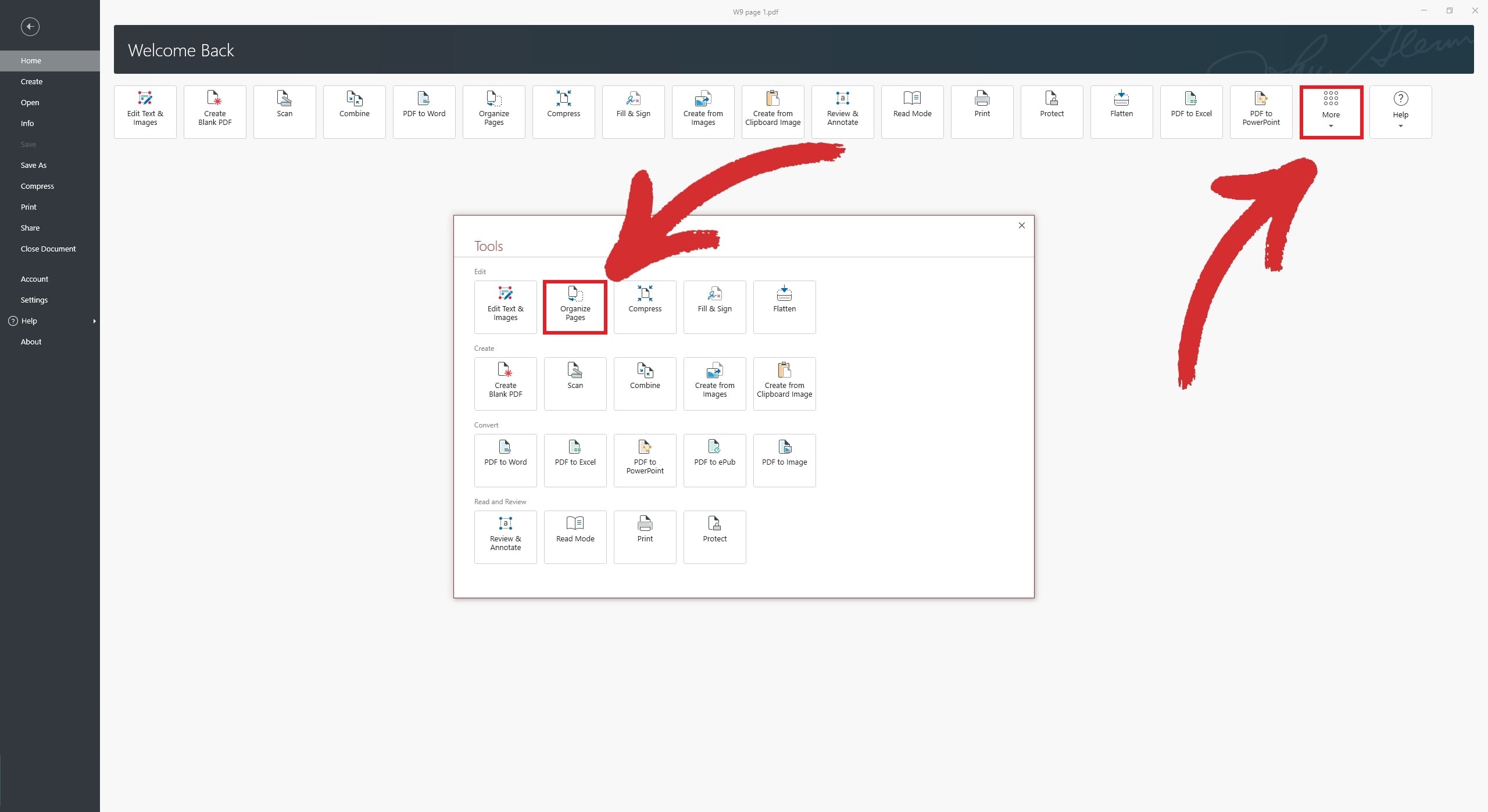 Optimize the flow of your documents with the "Organize pages" module.