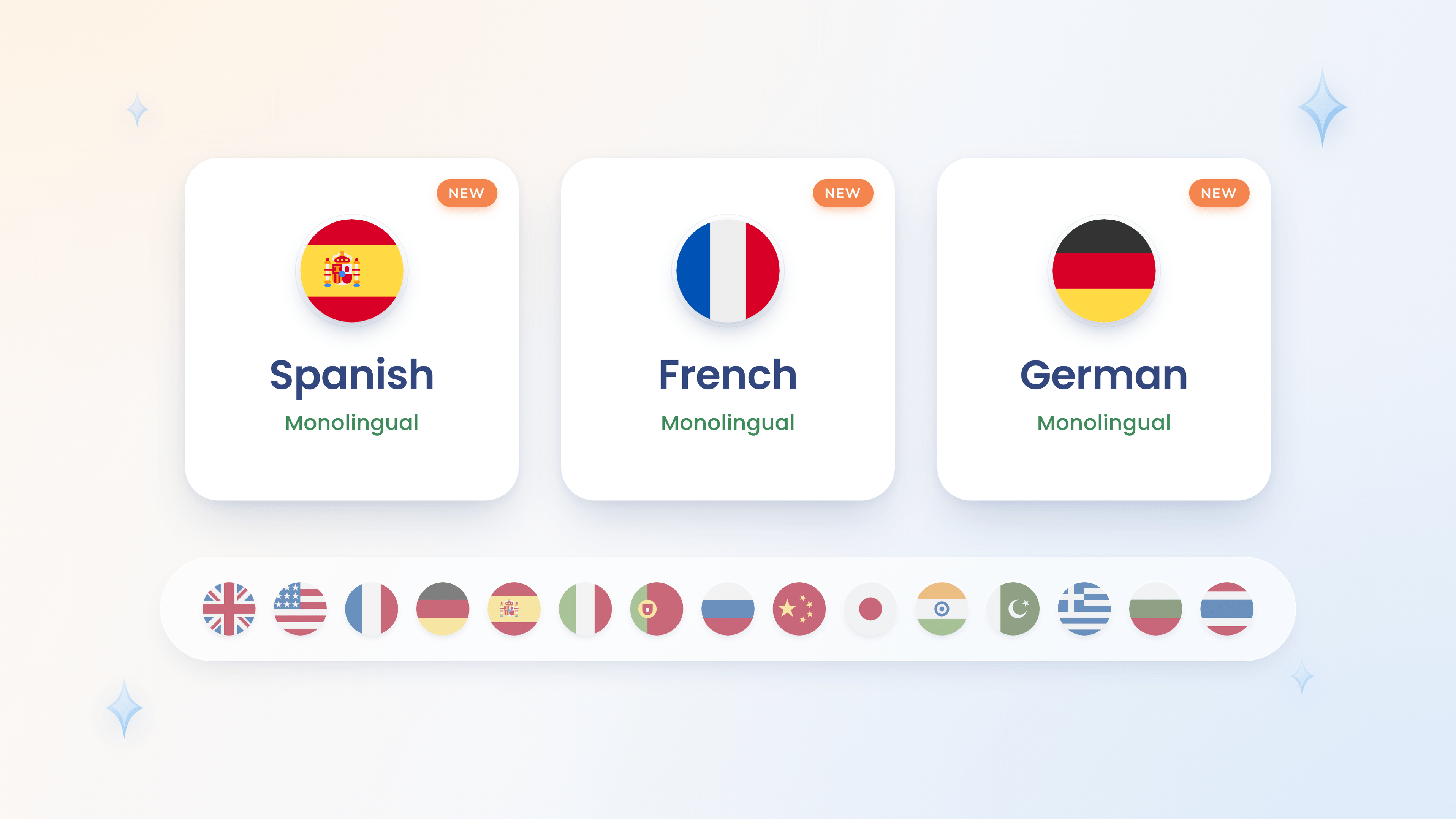 Oxford Dictionary graphic highlighting new Spanish, French, and German monolingual dictionaries alongside the full language library.
