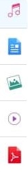 Icons representing various file types, such as audio, document, image, video, and PDF formats, utilized in the MobiDrive interface.