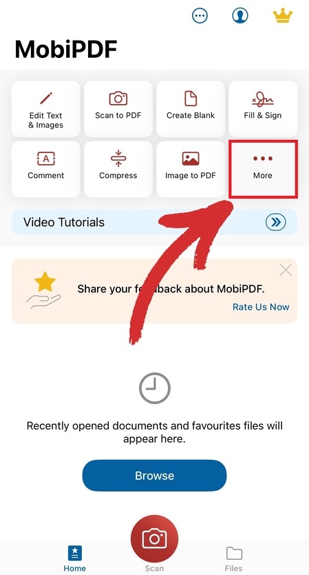 Tap "More" to access all sorts of file conversion options.