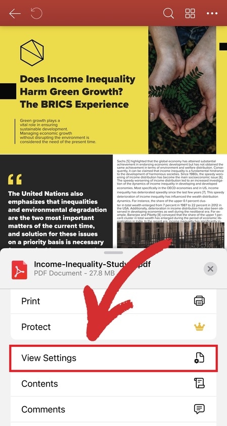 Tap "View Settings" to choose your preferred way to view PDFs.