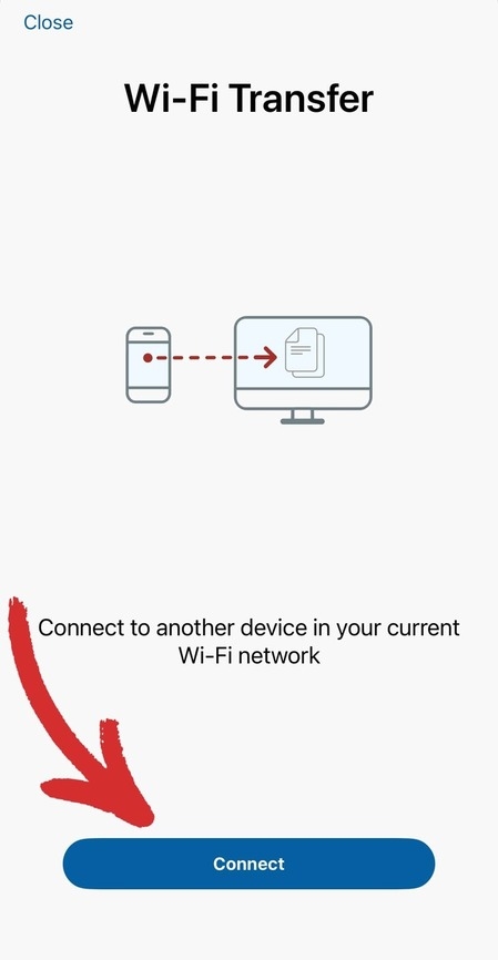 Click "Connect" to establish a connection with our web interface.