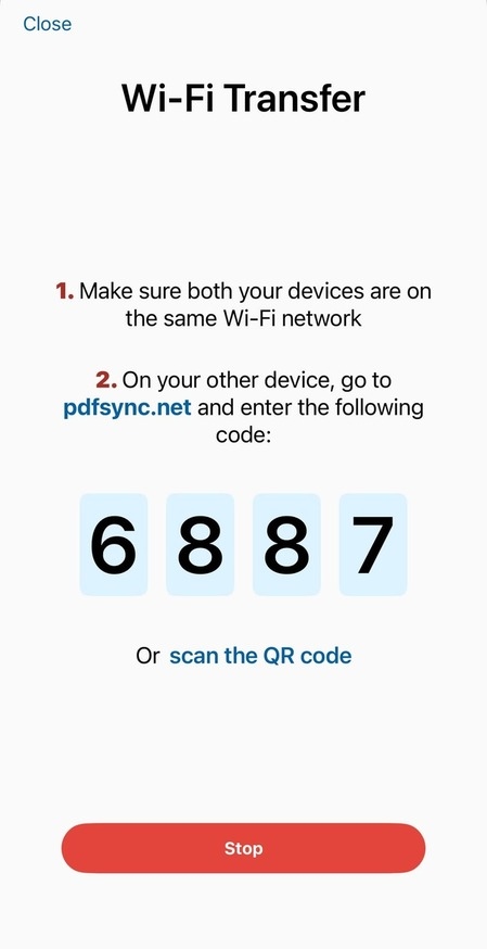 Input the generated 4-digit code or scan the QR code to connect your devices.