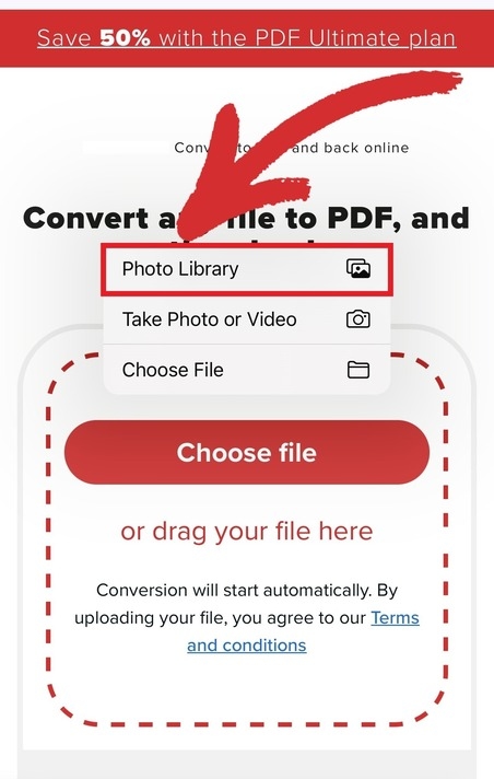 Drag & drop your image onto the MobiPDF online converter interface.