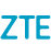 The ZTE logo is prominently displayed with blue lettering against a transparent background, emphasizing a simple and modern design.