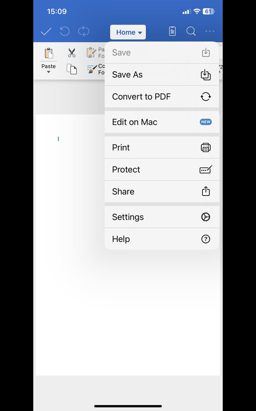 The MobiDocs mobile app interface showing a menu with 'Convert to PDF' selected.