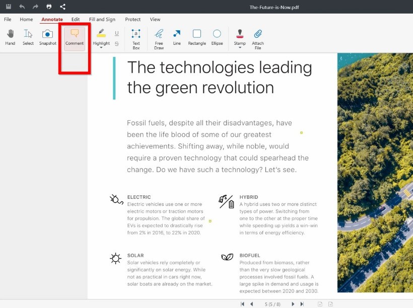 Click "Comment" to start adding notes in your PDF.