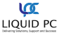 Logo displaying a stylized blue "LPC" above bold black text: "LIQUID PC." Below, in smaller font, reads: "Making Mobility Deployments Easy." The background is transparent.