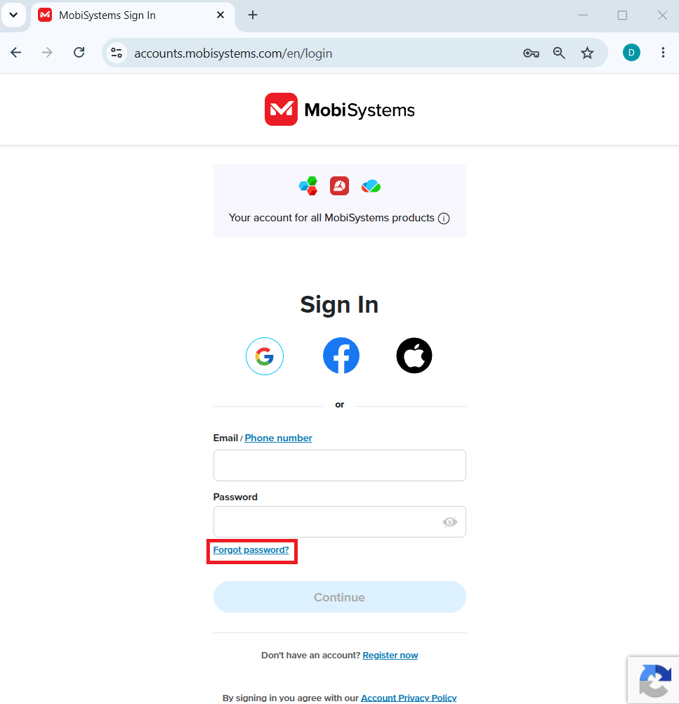 Verwaltung Ihres MobiSystems-Kontos