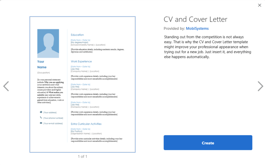 Free CV and cover letter templates available to download from the MobiDocs templates section